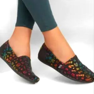 Skechers BOBS Plush Bone and Collar Flat Black/Multi Size 11